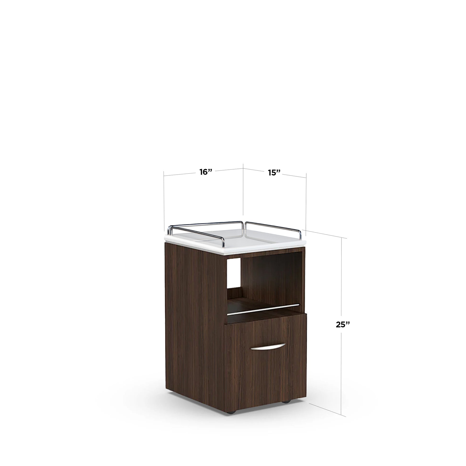Dark Walnut VM420 Pedi-Carts with Dimensions