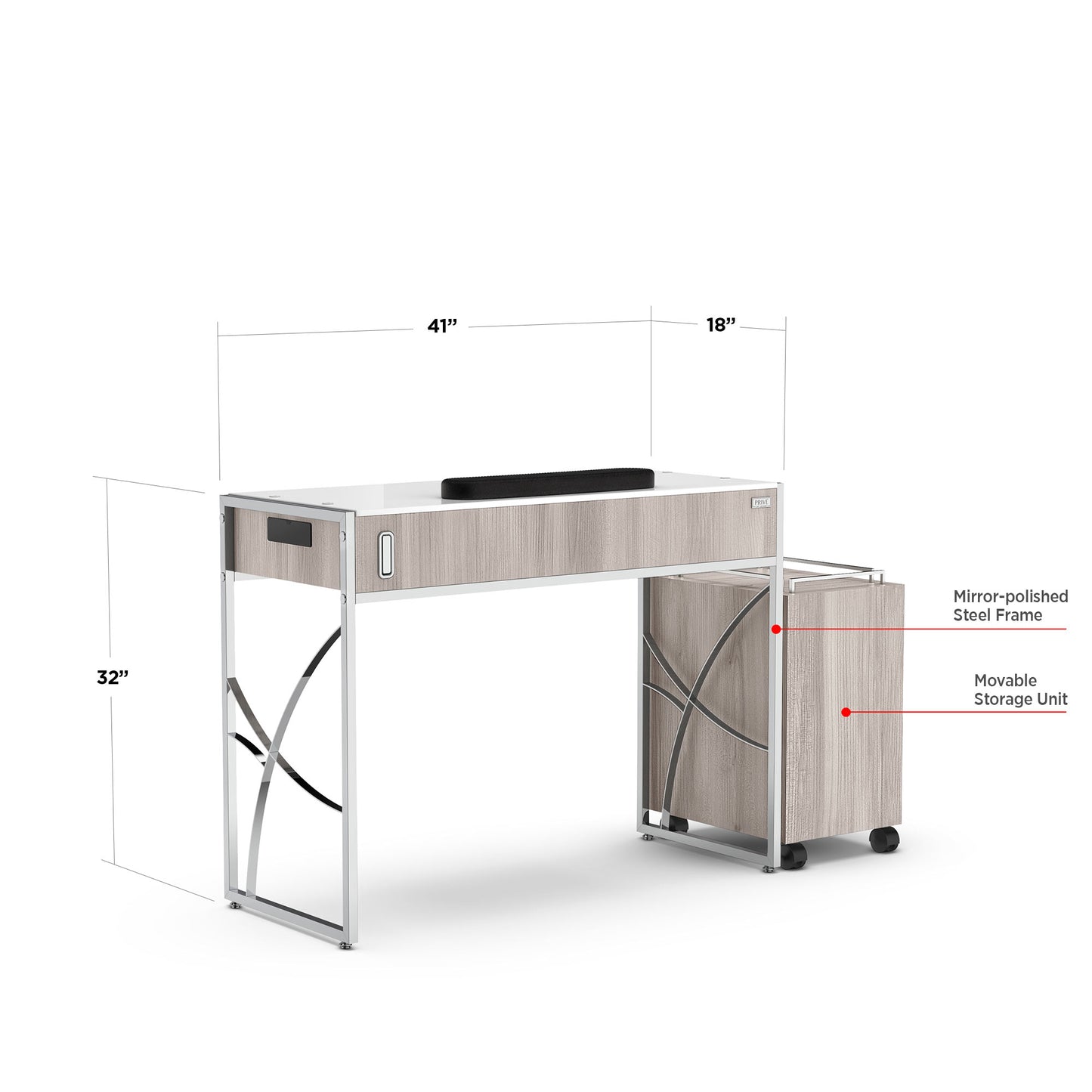 Hazel Lexor PRIVÉ Manicure Nail Table, with Dimension