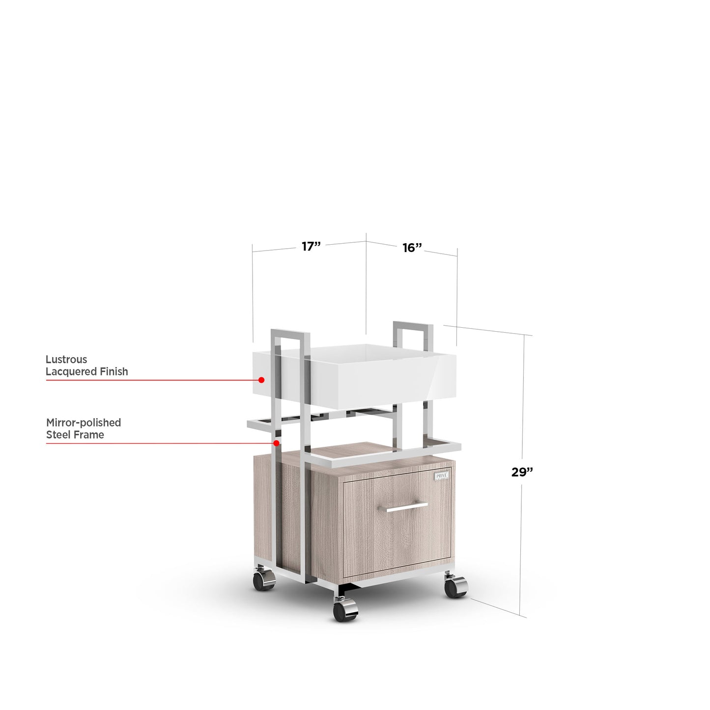 Hazel Lexor PRIVÉ Pedi-Cart, with Dimension