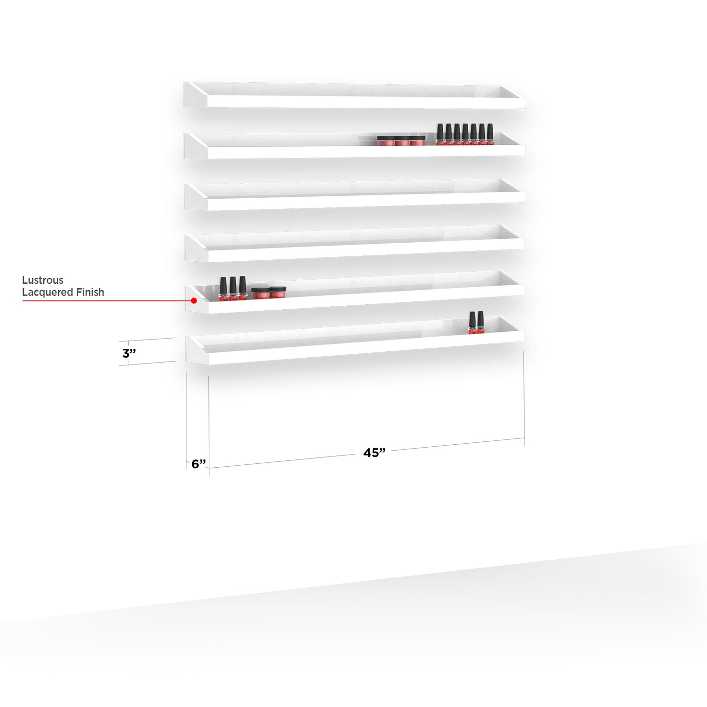 Lexor PRIVÉ Wall-mount polish Rack with dimension