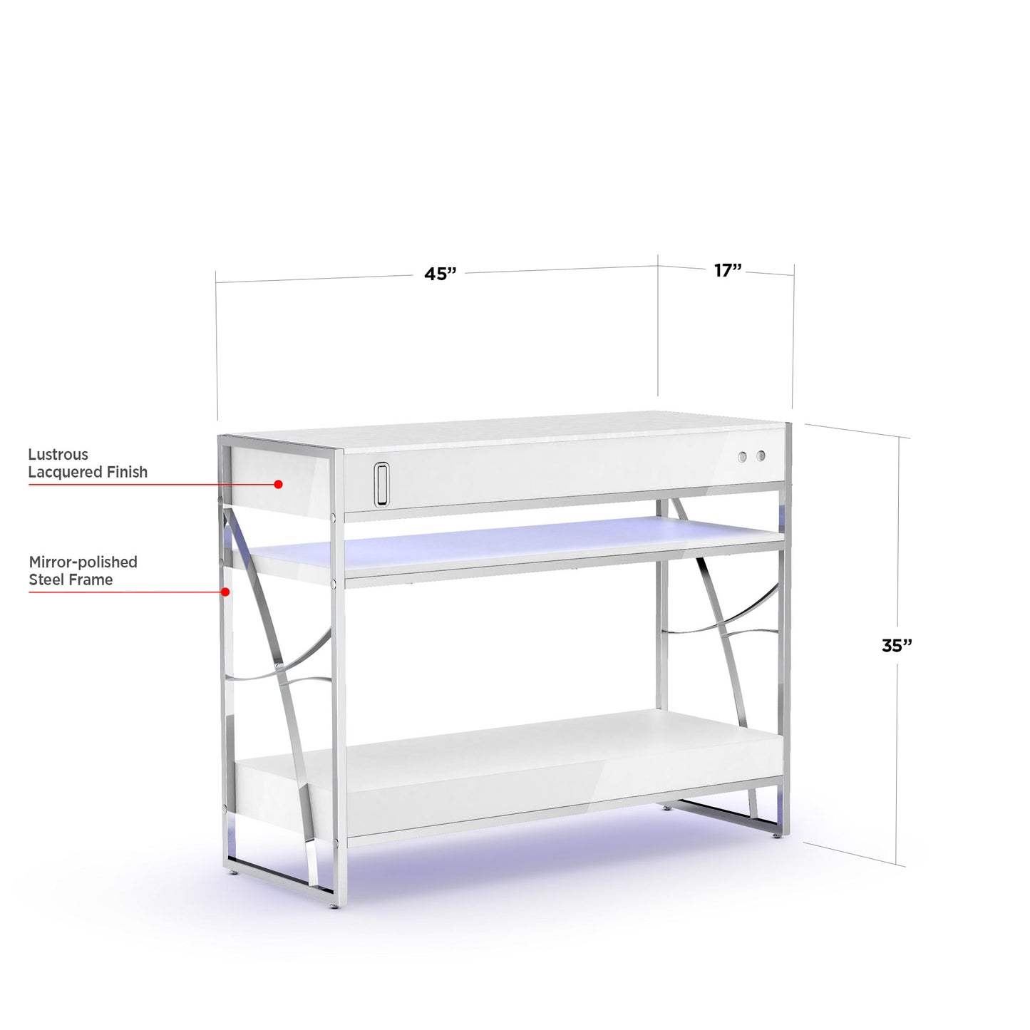 White Lexor PRIVÉ UV Hands & Feet Station, with Dimension