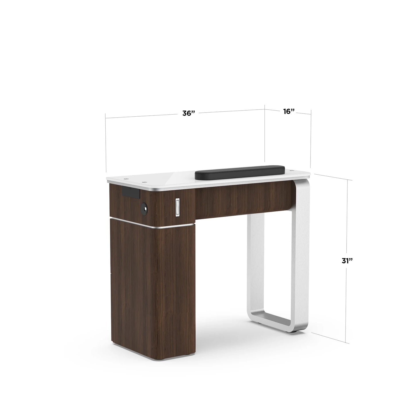 Dark Walnut Lexor VM312 Nail Manicure Table with Ventilation Ready, Front