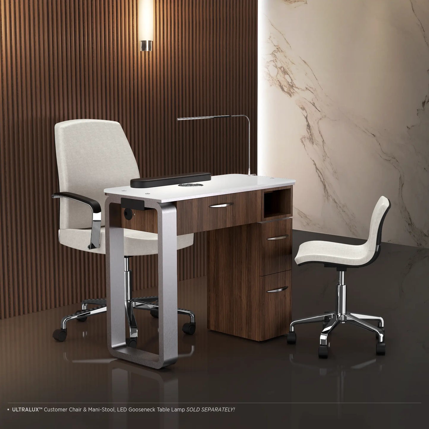 Dark Walnut Lexor VM312 Nail Manicure Table with Ventilation Ready, with Environment