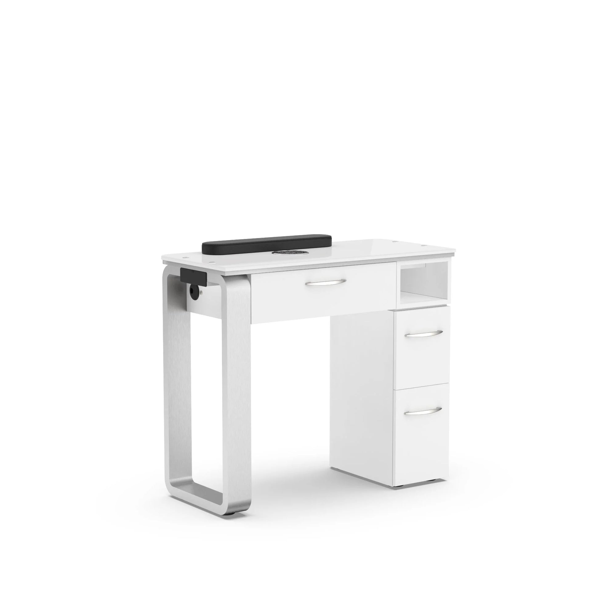 White Lexor VM312 Nail Manicure Table with Ventilation Ready, Front