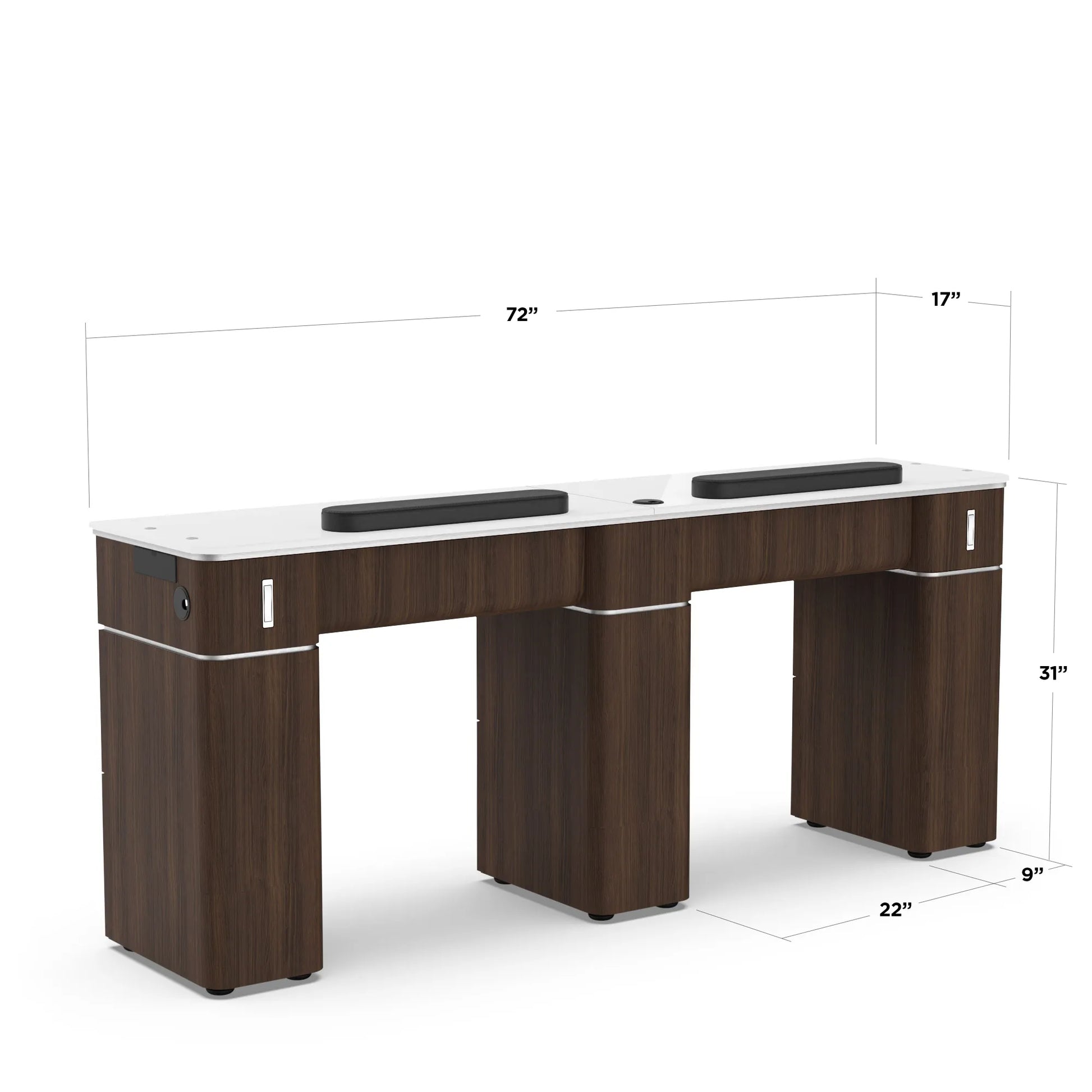 Dark Walnut Lexor VM313-DB Nail Manicure Table with vent, Front