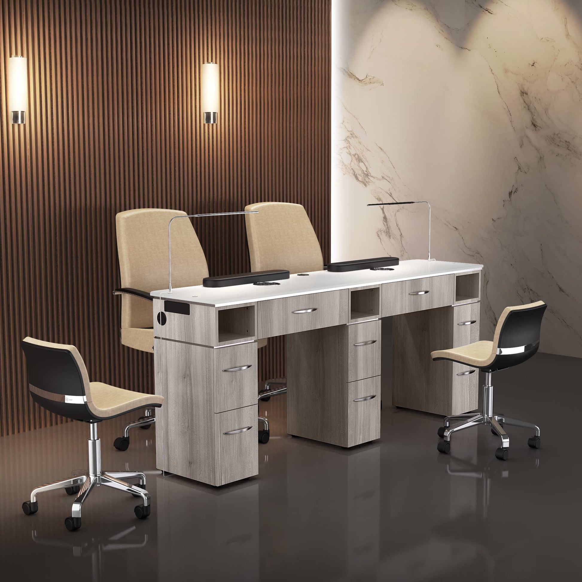 Hazel Lexor VM313-DB Nail Manicure Table with vent, Environment Shot