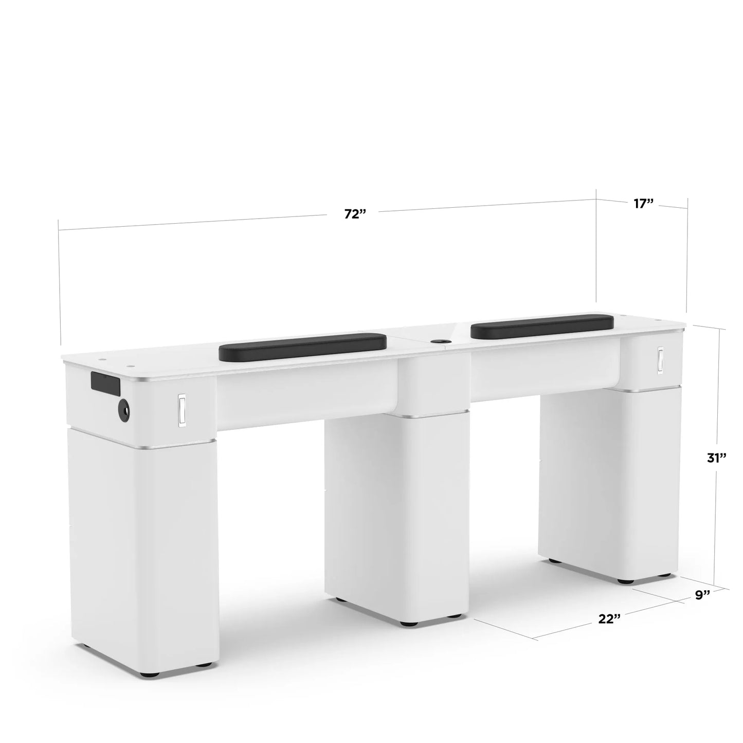 White Lexor VM313-DB Nail Manicure Table with vent, Front
