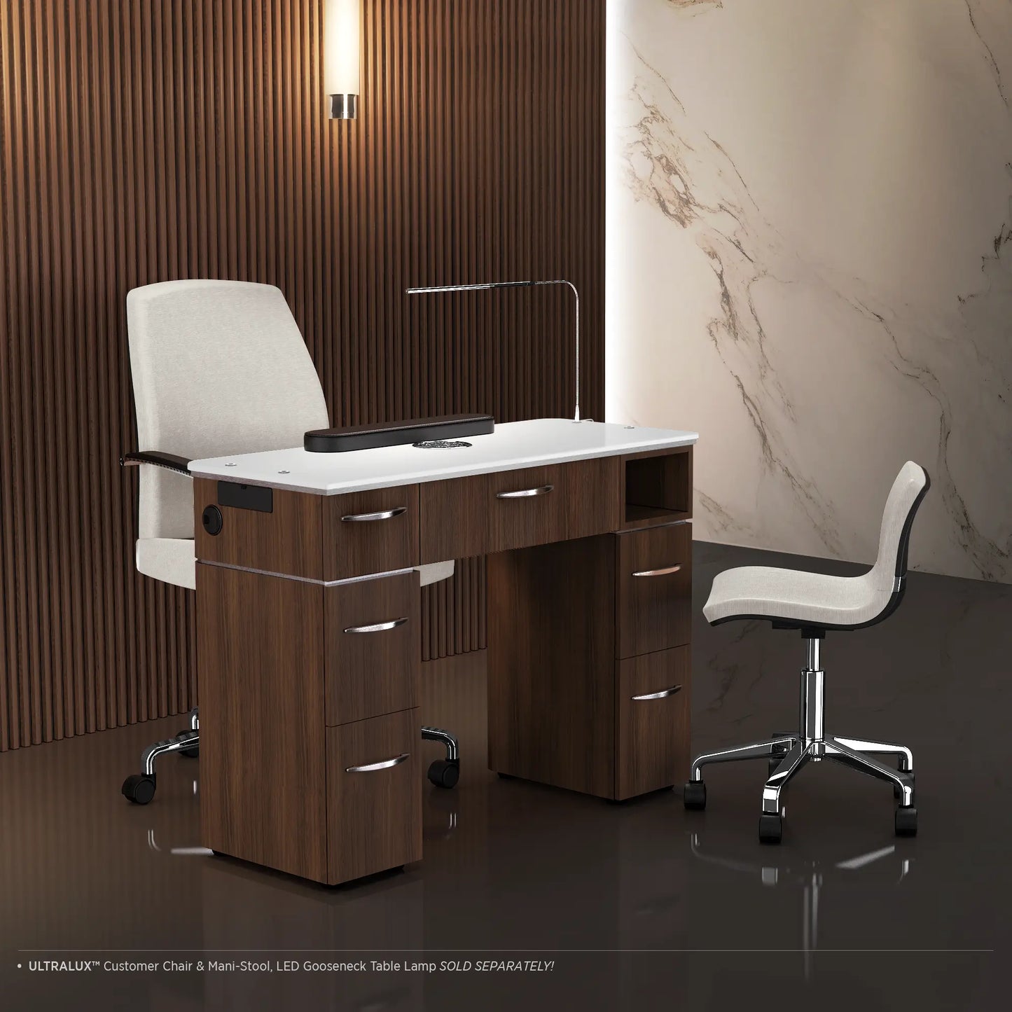 Dark Walnut Lexor VM313 Nail Manicure Table with Ventilation Ready, with Environment