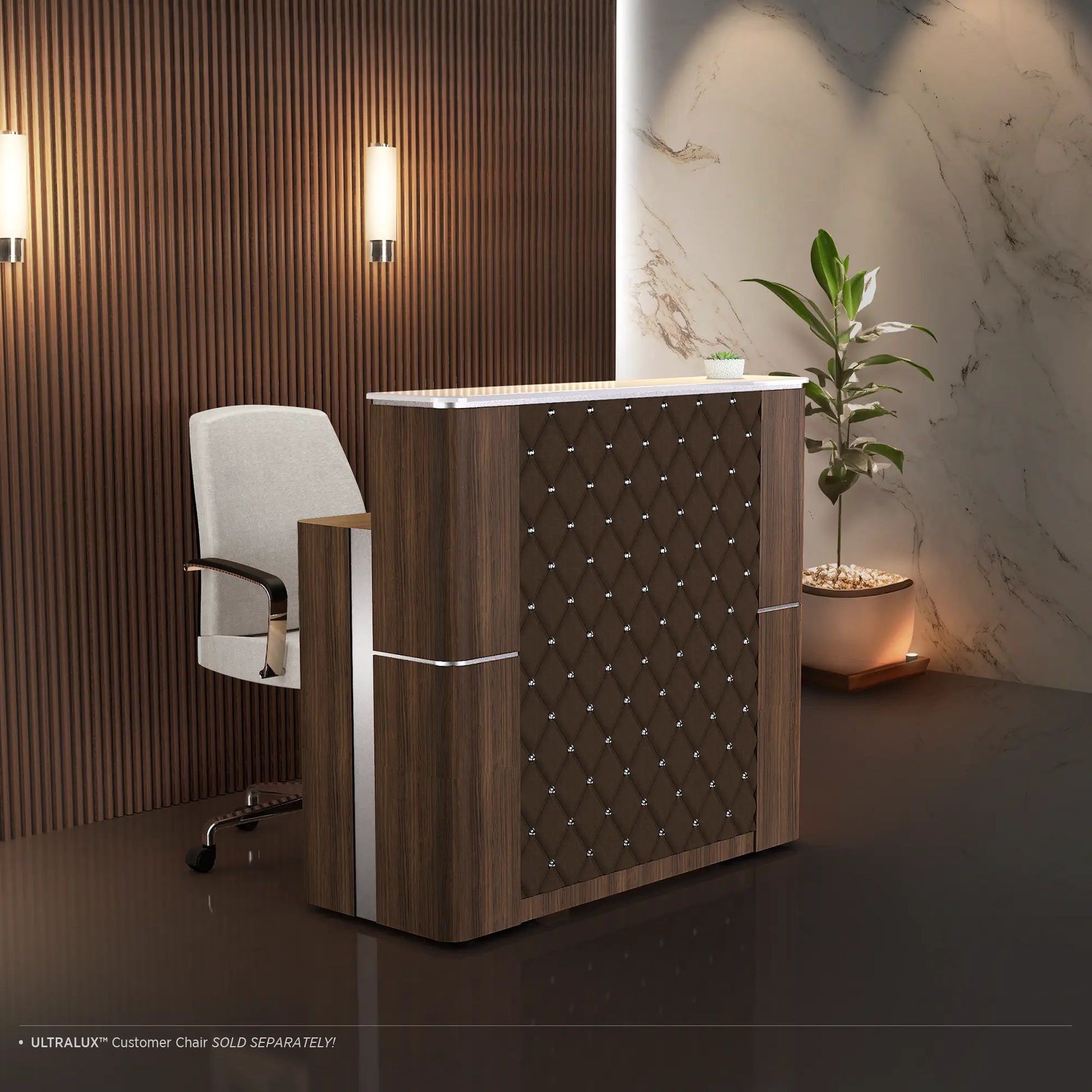 Dark Walnut Lexor VM511 MODEN Reception Counter, with Environment