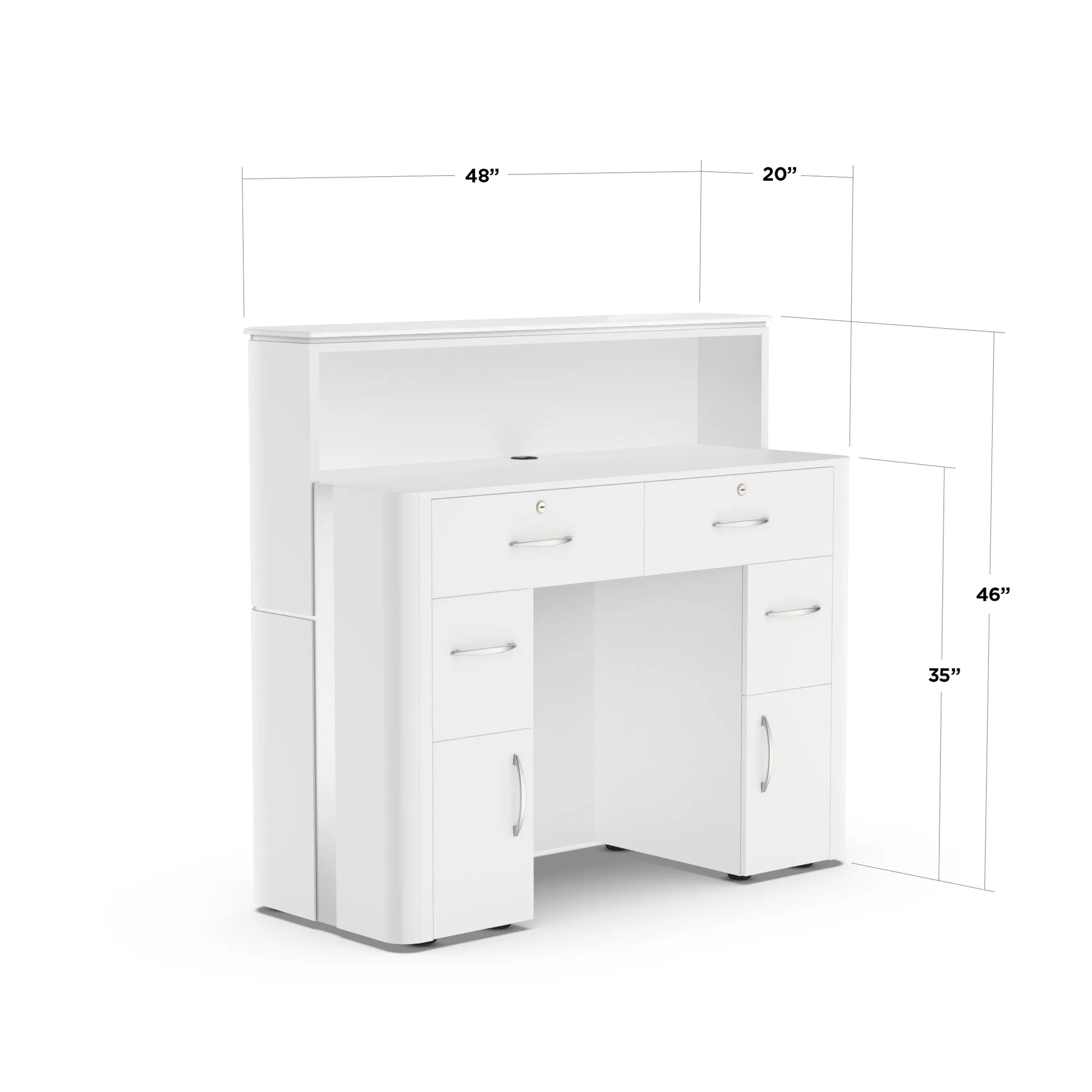 White Lexor VM511 MODEN Reception Counter, with Dimension