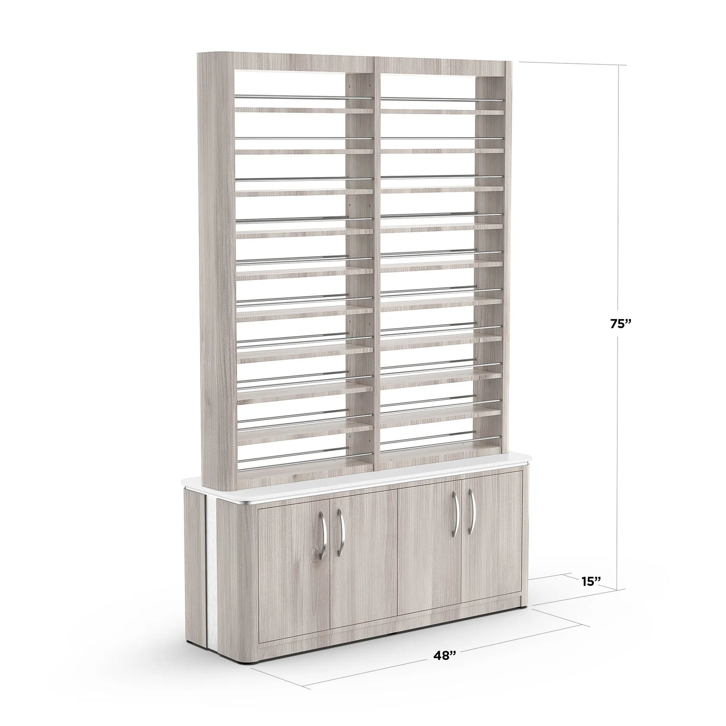 Hazel Lexor VM840 Double Nail Polish Rack with Storage, with Dimension