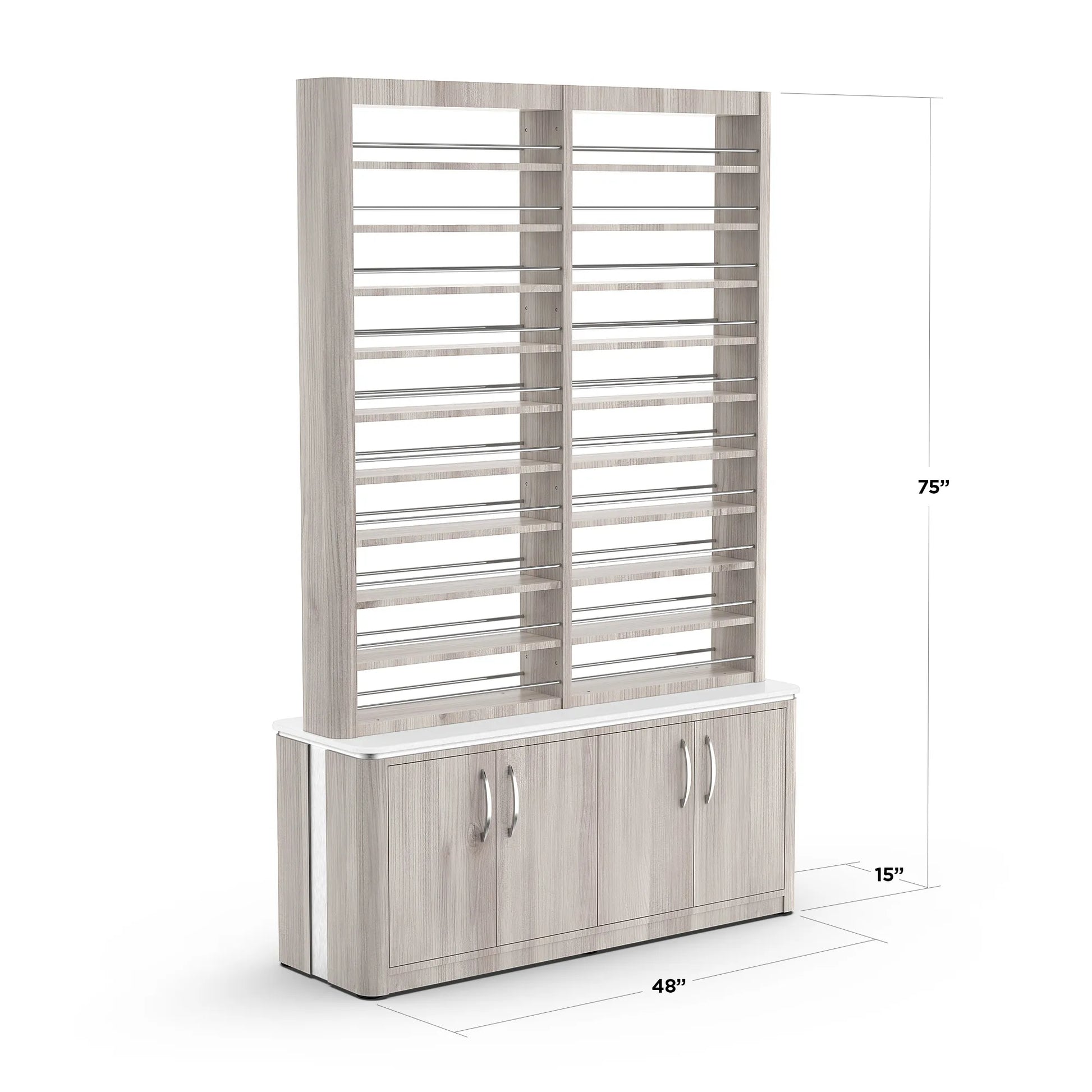 Hazel Lexor VM840 Double Nail Polish Rack with Storage, with Dimension