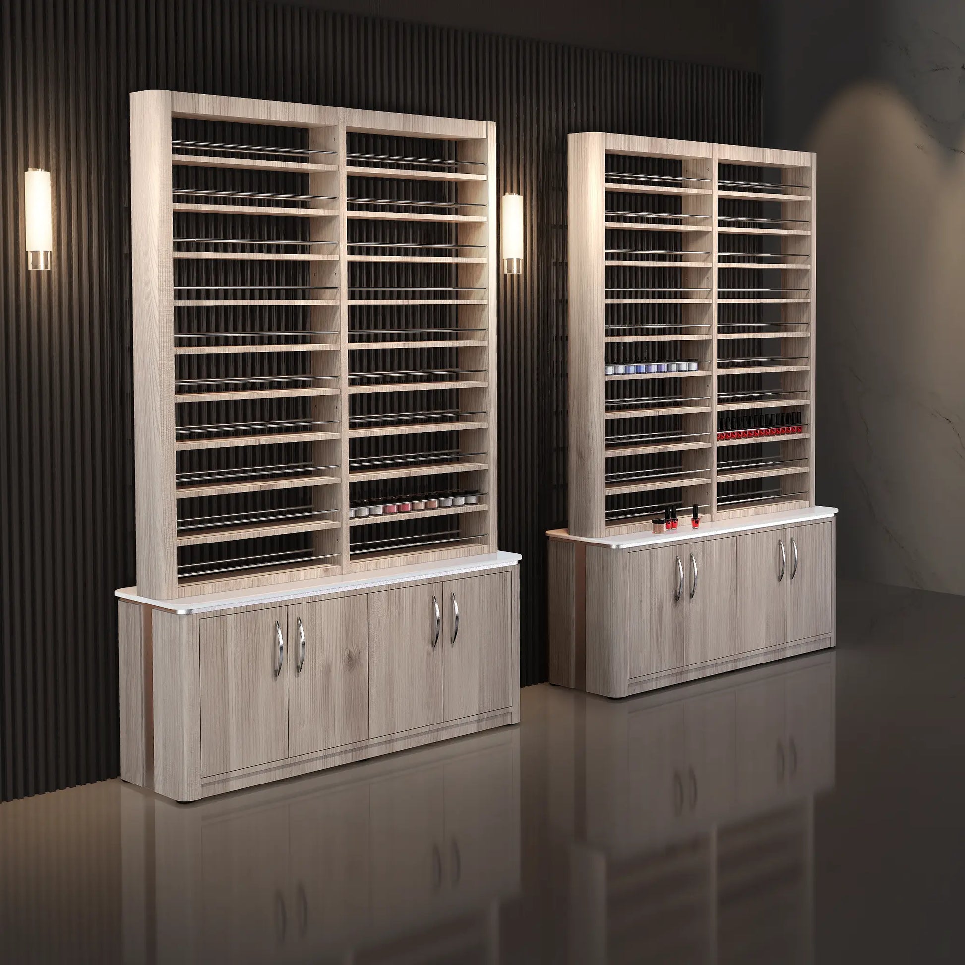 Hazel Lexor VM840 Double Nail Polish Rack with Storage, with Environment