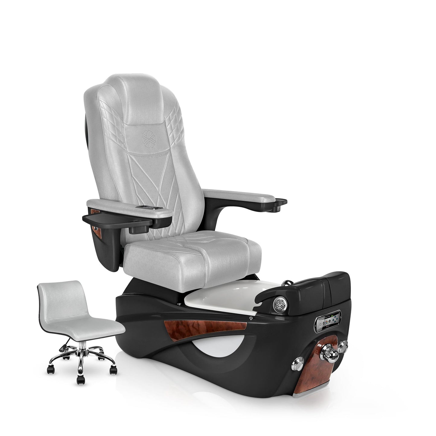 Lexor LUMINOUS pedicure chair with platinum cushion and espresso spa base