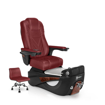 Lexor LUMINOUS pedicure chair with ruby cushion and espresso spa base