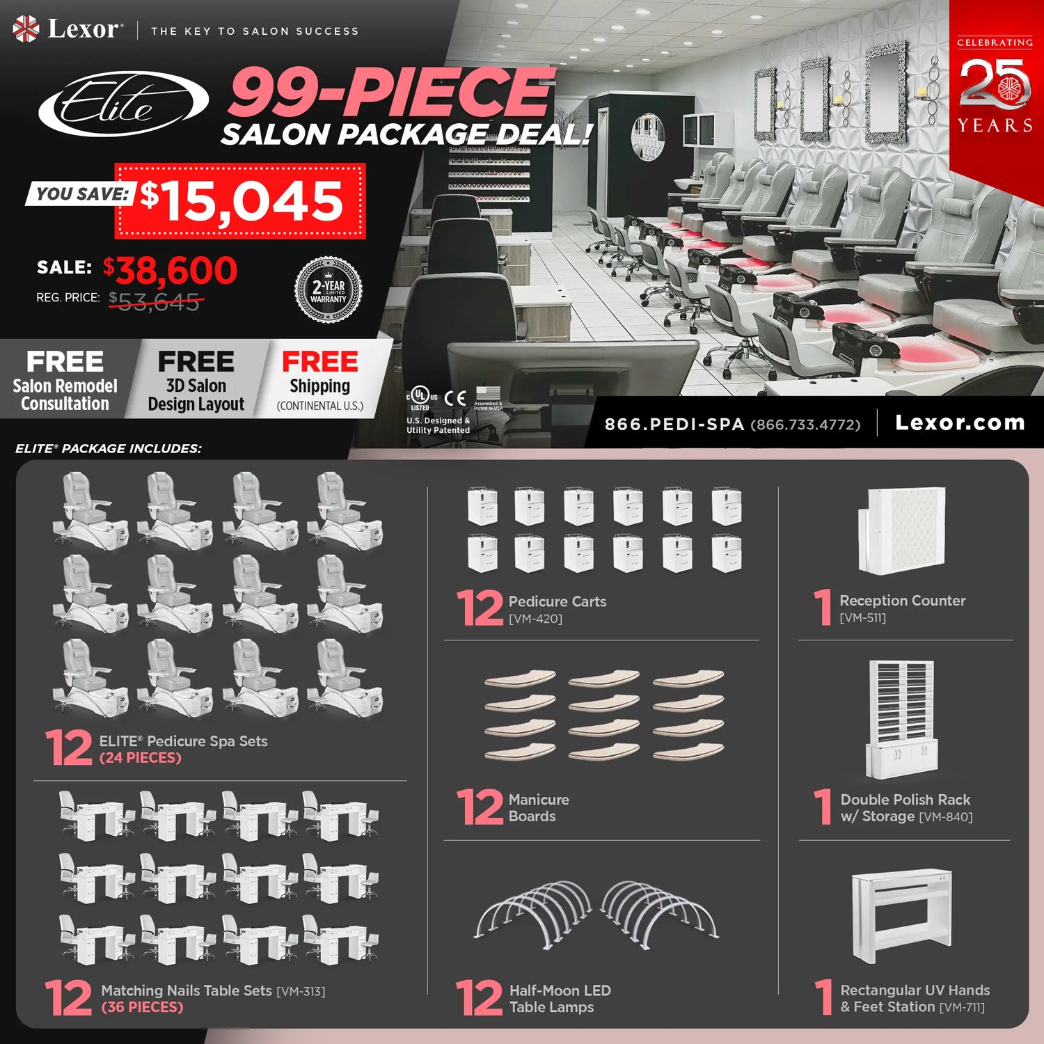 Complete Salon Package for Elite Pedicure Chair - 25 Years Anniversary Campaign