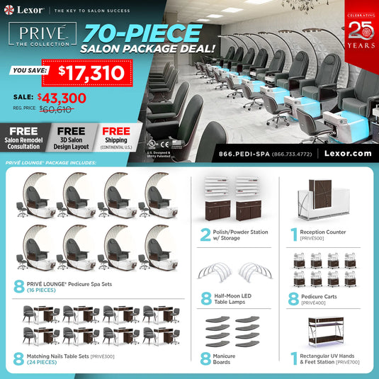 Complete Salon Package for PRIVE Lounge Pedicure Chair - 25 Years Anniversary Campaign