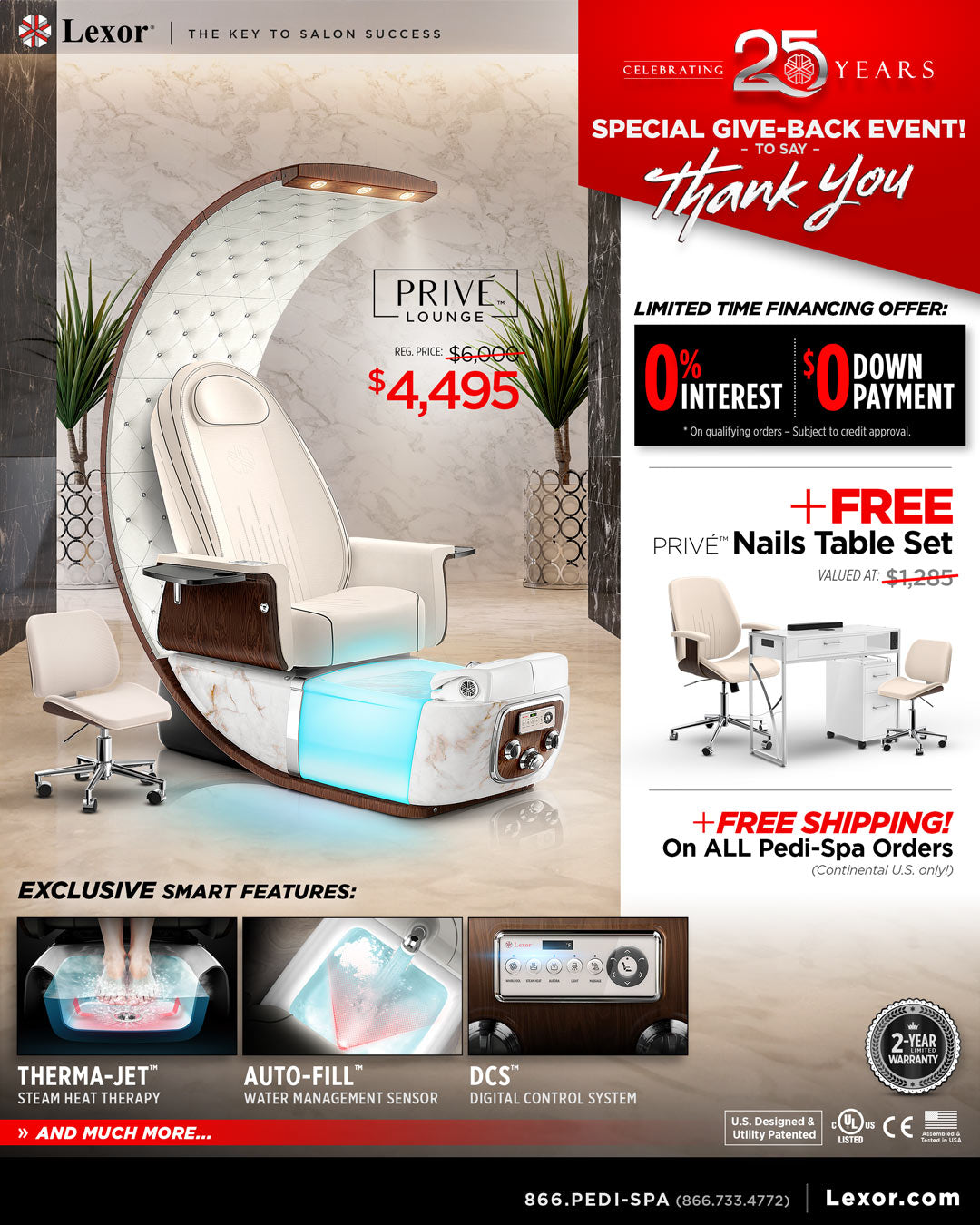 Banner for PRIVE Lounge Pedicure Chair Special Promotion and Financing on May and June 2025