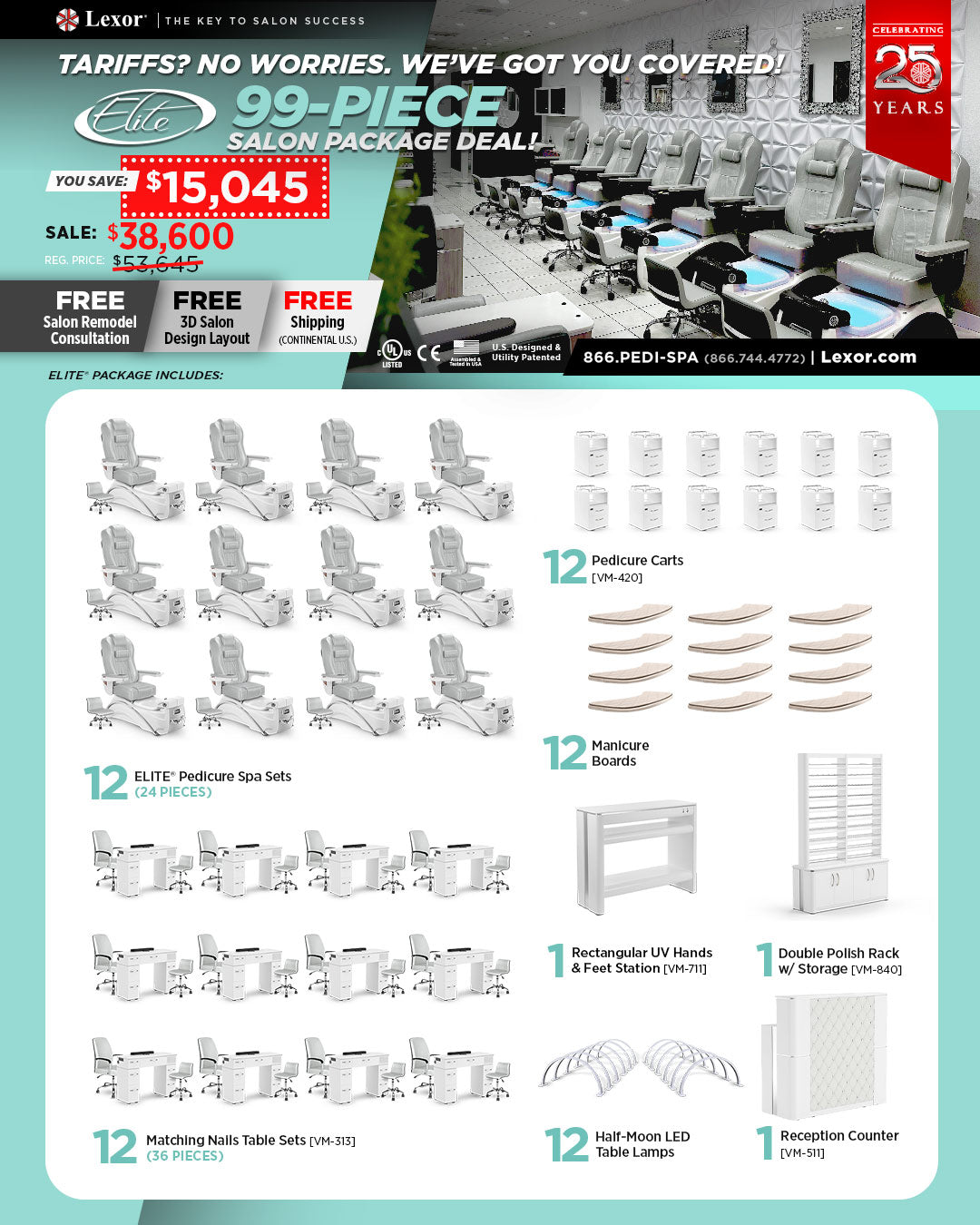 Complete Salon Package for Elite Pedicure Chair - 25 Years Anniversary Campaign
