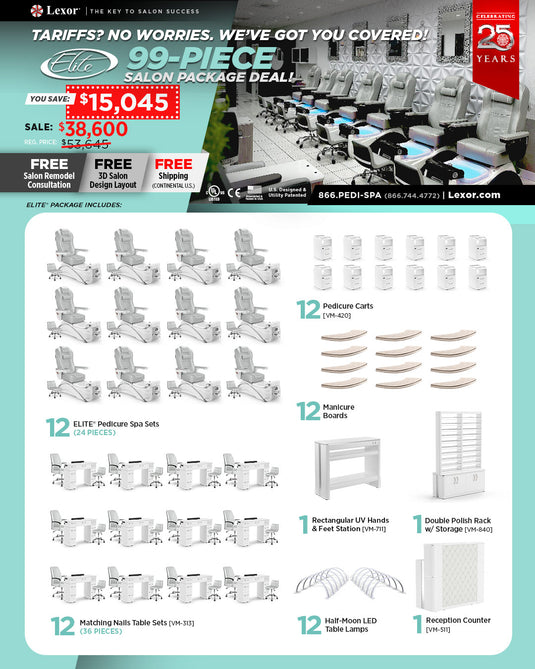 Complete Salon Package for Elite Pedicure Chair - 25 Years Anniversary Campaign