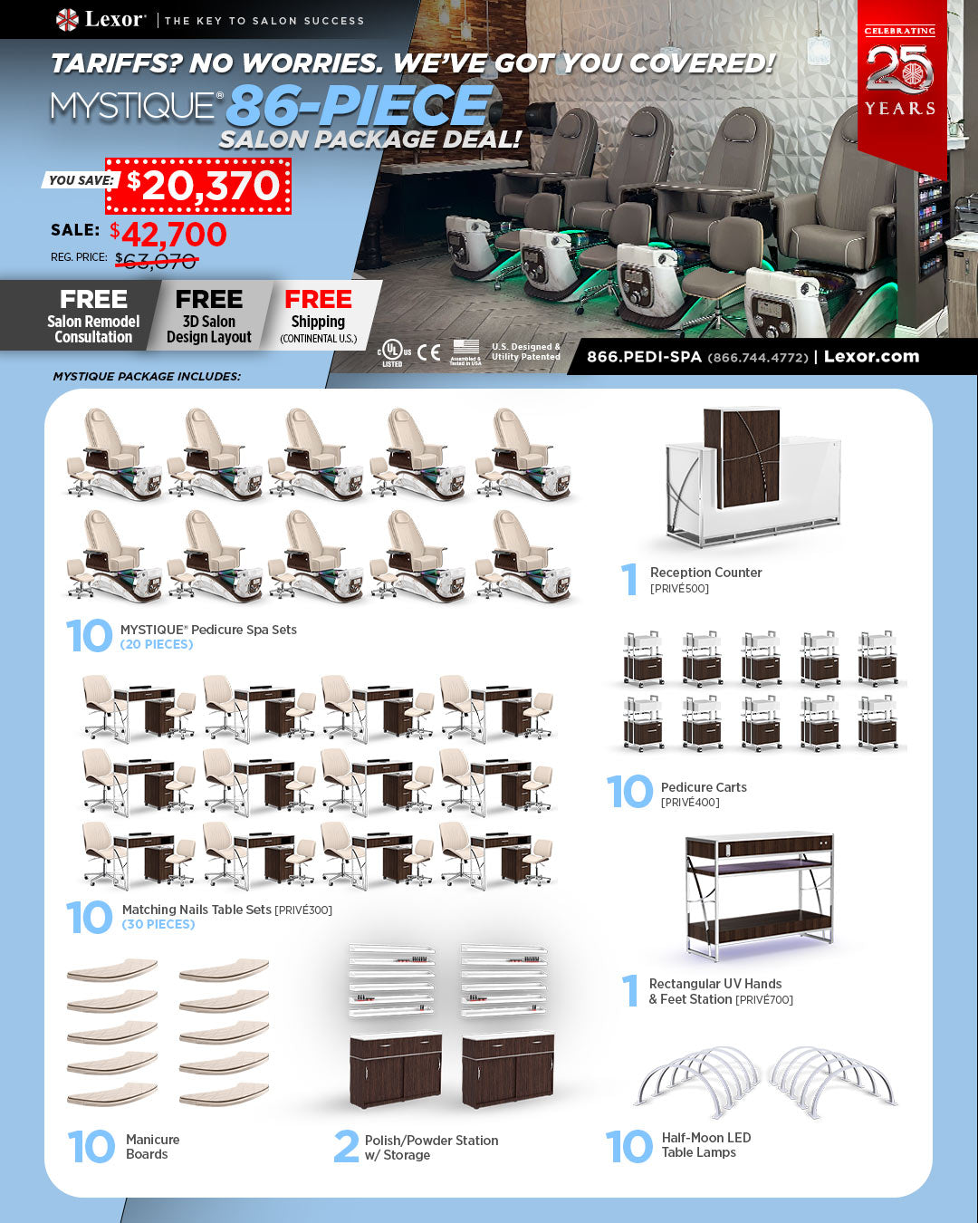 Complete Salon Package for MYSTIQUE Pedicure Chair - 25 Years Anniversary Campaign