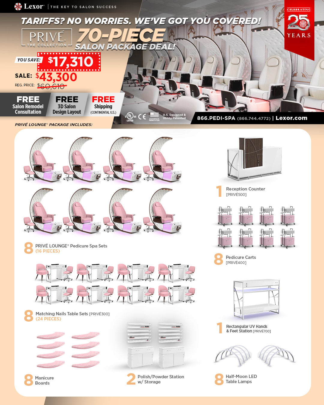 Complete Salon Package for PRIVE Lounge Pedicure Chair - 25 Years Anniversary Campaign