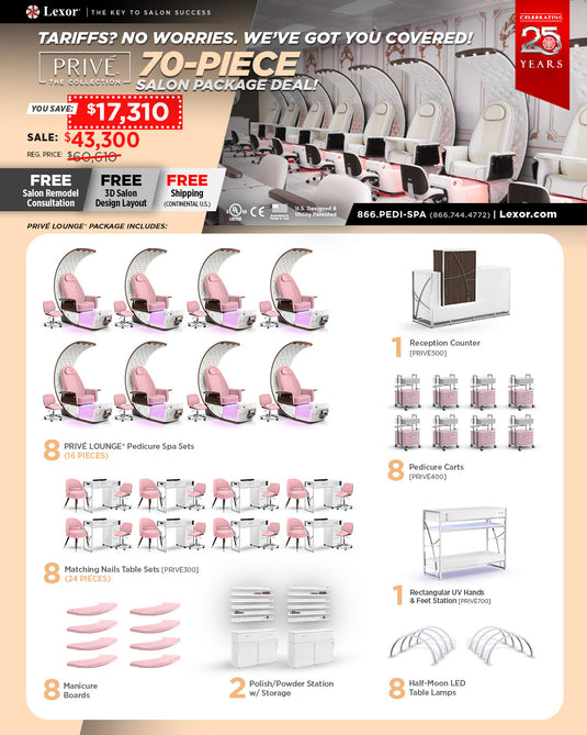 Complete Salon Package for PRIVE Lounge Pedicure Chair - 25 Years Anniversary Campaign