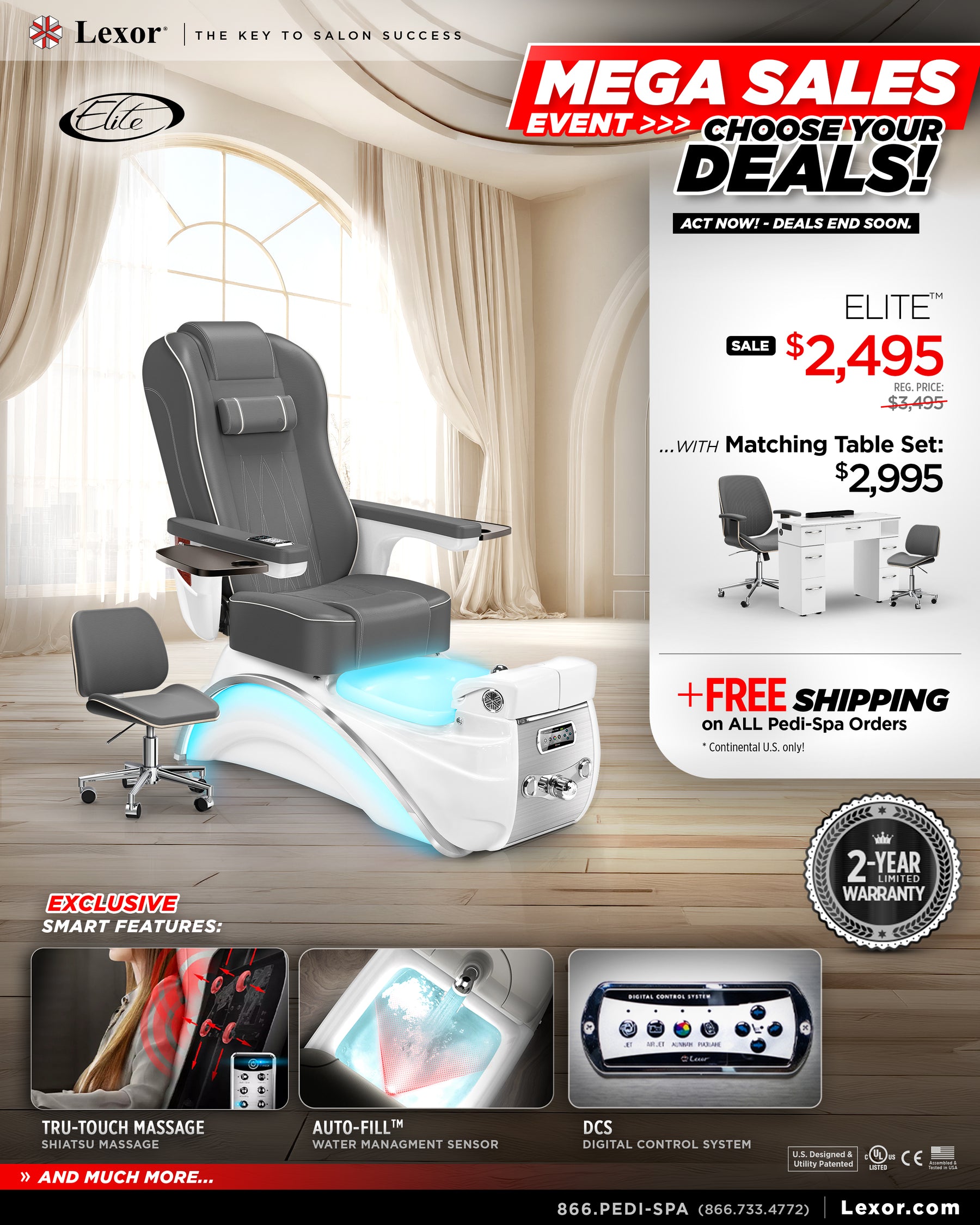 Elite Pedicure Chair - Lexor Mega Sales Event