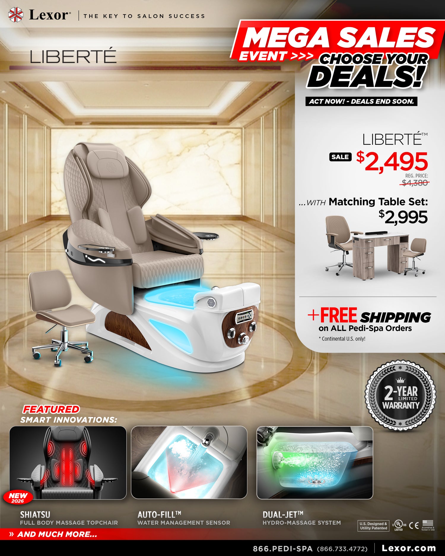 Liberté Pedicure Chair - Lexor Mega Sales Event