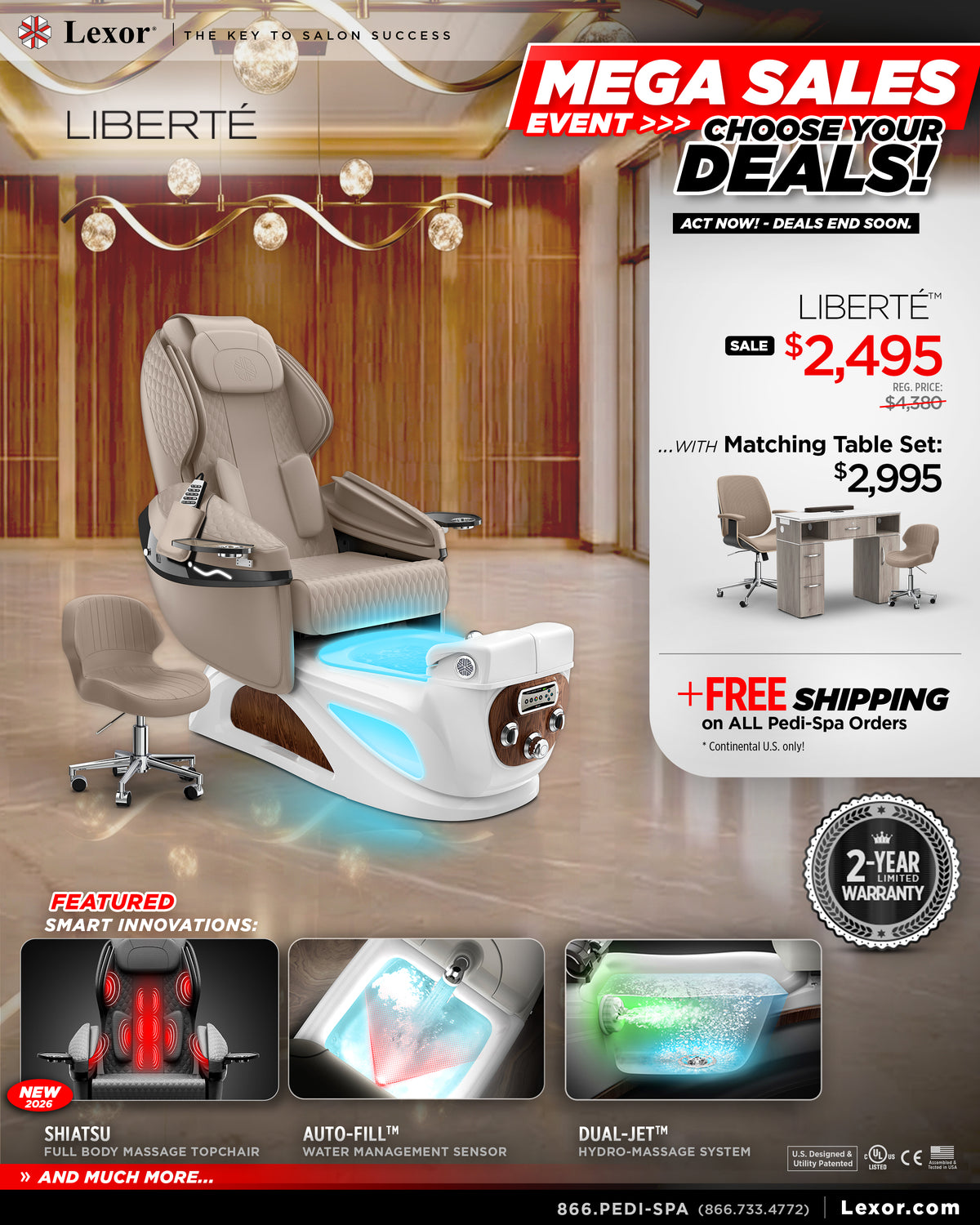 Liberte Pedicure Chair MEGA Sale promotional Banner