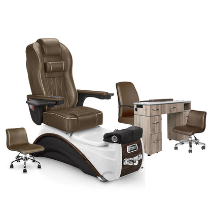 Elite Pedicure Chair Cola Cushion, Espresso Base, Hazel VM313 Matching Table Set