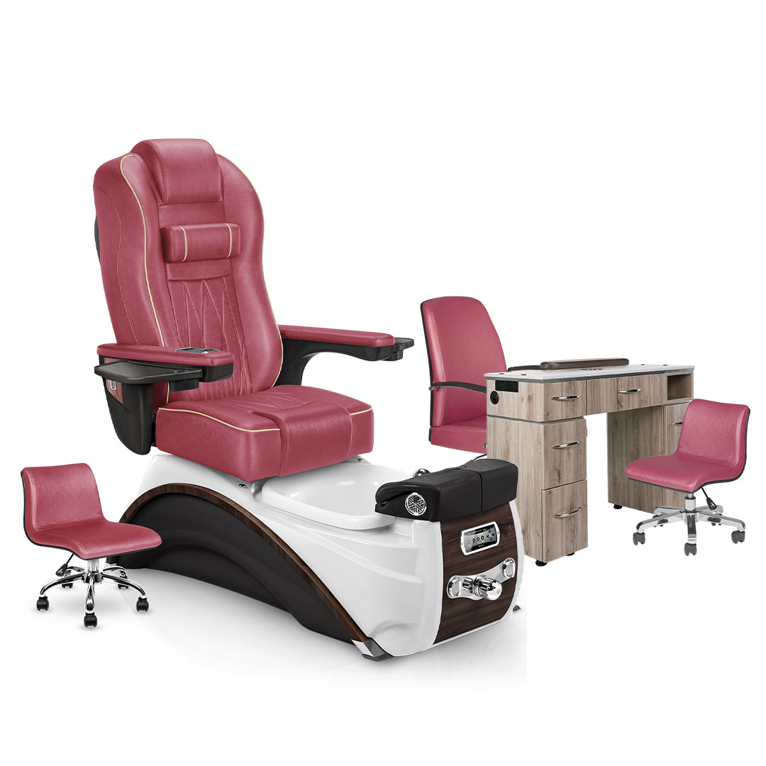 Elite Pedicure Crimson Cushion, Espresso Base, Hazel VM313 Matching Table Set