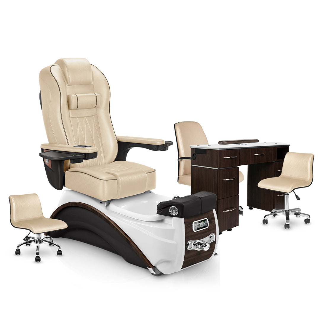 ELITE Pedicure Chair Package with Matching Nail Table Set Lexor