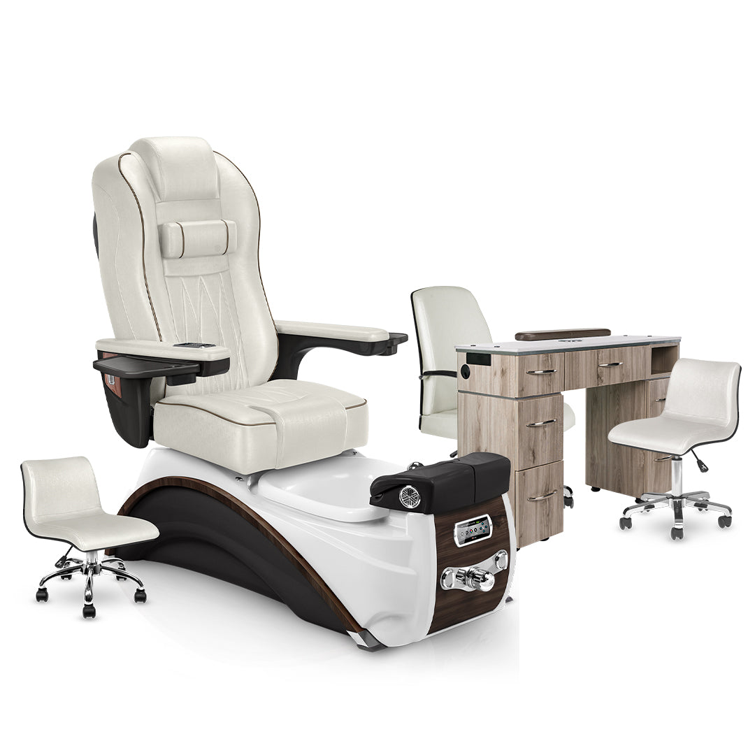 Elite Pedicure Opal Cushion, Espresso Base, Hazel VM313 Matching Table Set