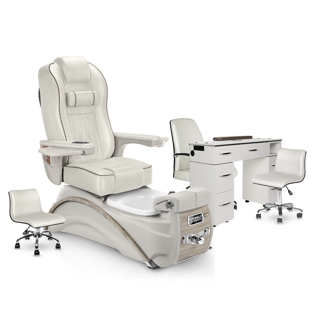 ELITE Pedicure Chair Package with Matching Nail Table Set Lexor