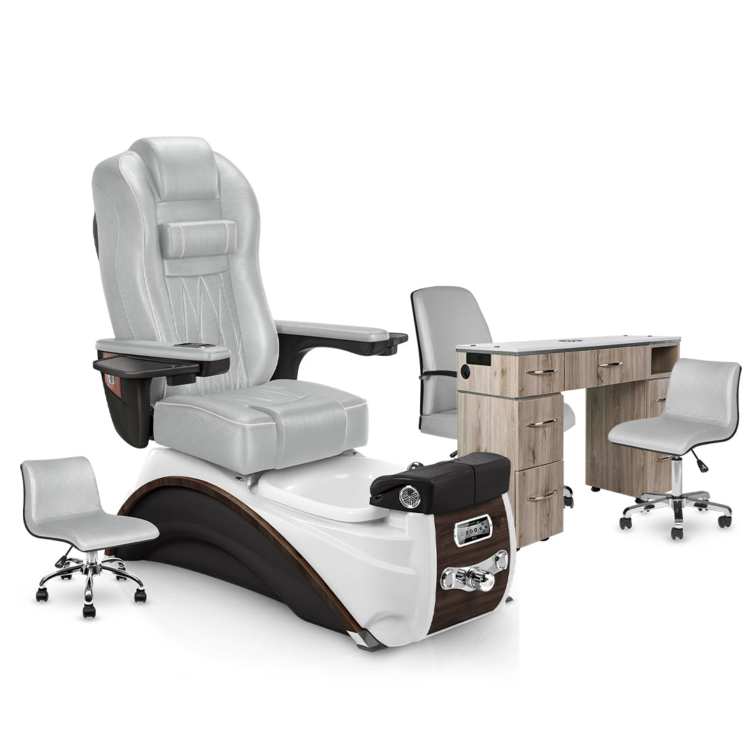 Elite Pedicure Platinum Cushion, Espresso Base, Hazel VM313 Matching Table Set