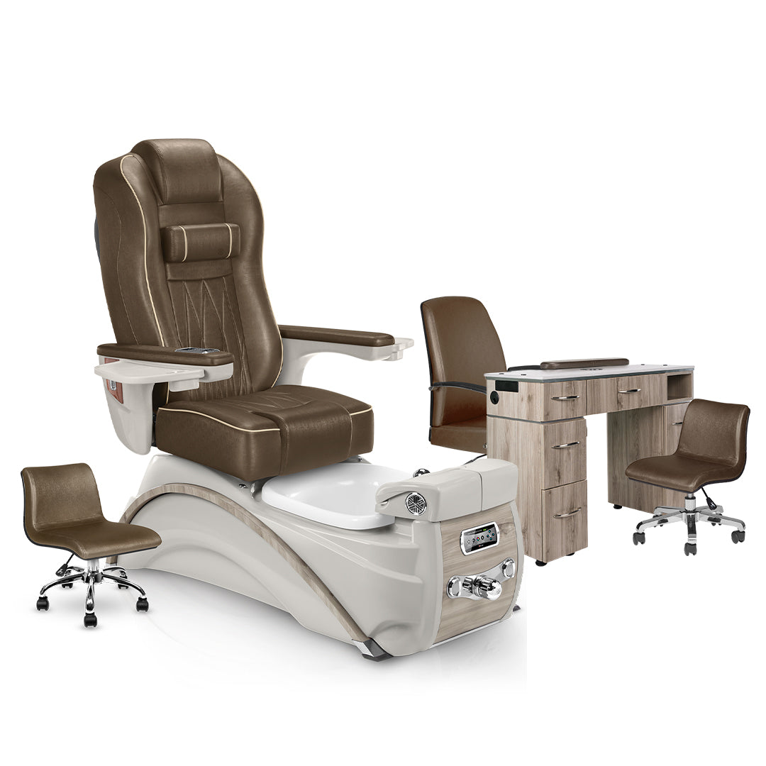 ELITE Pedicure Chair Package with Matching Nail Table Set Lexor