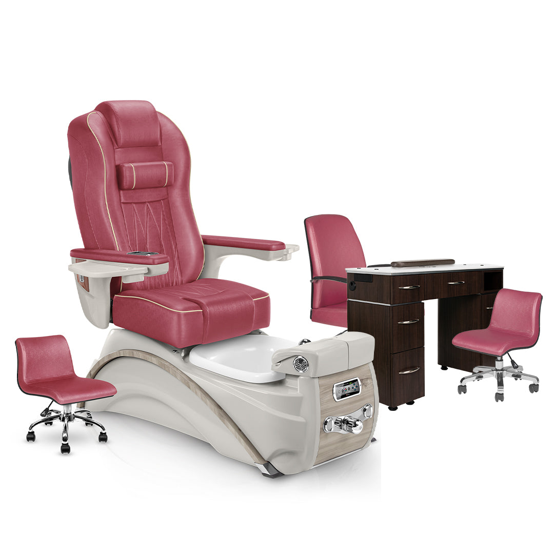 ELITE Pedicure Chair Package with Matching Nail Table Set Lexor