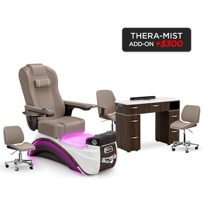 Claystone-Espresso-Dark Walnut Lexor Elite Pedicure Chair and Nail Table Set v2