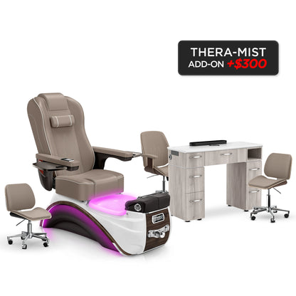 Claystone-Espresso-Hazel Lexor Elite Pedicure Chair and Nail Table Set v2