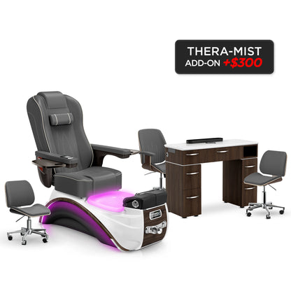 Graphite-Espresso-Dark Walnut Lexor Elite Pedicure Chair and Nail Table Set v2