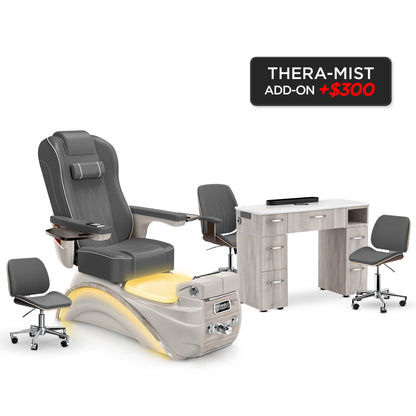 Graphite-Sandstone-Hazel Lexor Elite Pedicure Chair and Nail Table Set v2