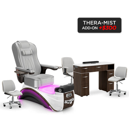 Platinum-Espresso-Dark Walnut Lexor Elite Pedicure Chair and Nail Table Set v2