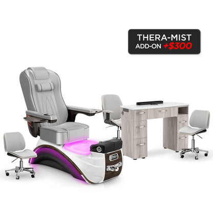 Platinum-Espresso-Hazel Lexor Elite Pedicure Chair and Nail Table Set v2