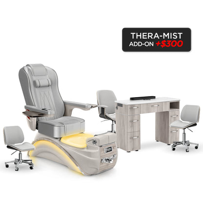 Platinum-Sandstone-Hazel Lexor Elite Pedicure Chair and Nail Table Set v2