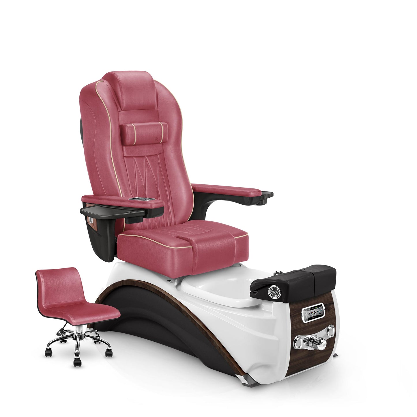 Elite Pedicure Chair Crimson Cushion and Espresso Base