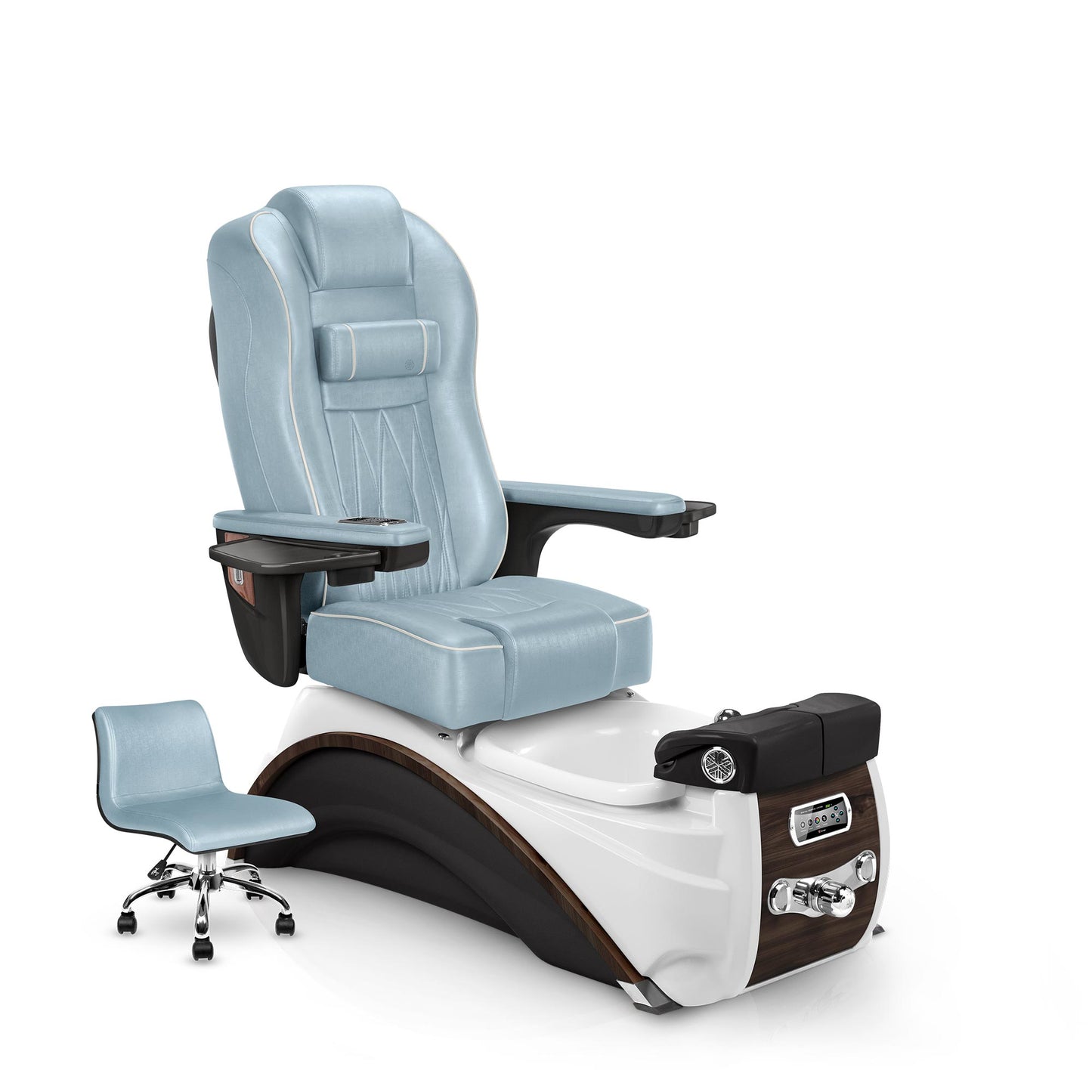 Elite Pedicure Chair Glacier Blue Cushion and Espresso Base