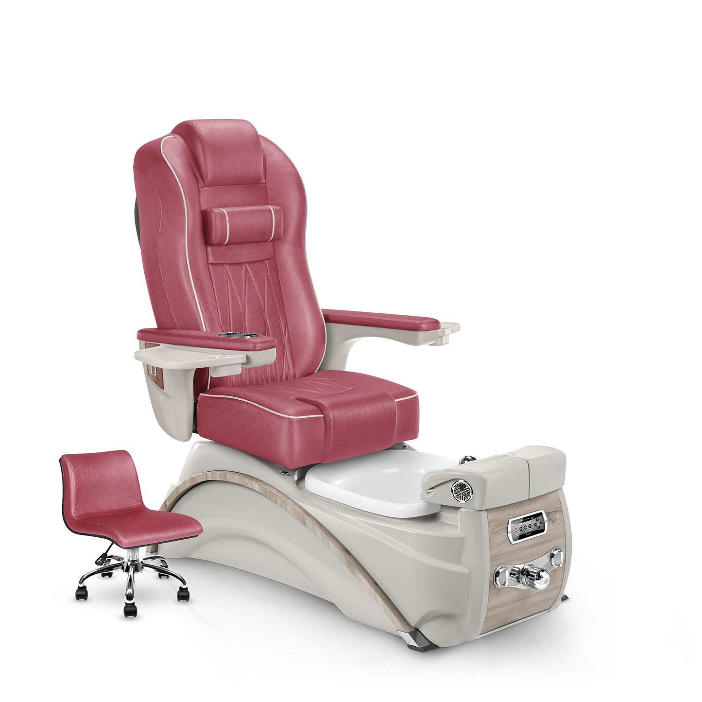 Elite Pedicure Chair Crimson Cushion and Sandstone Base