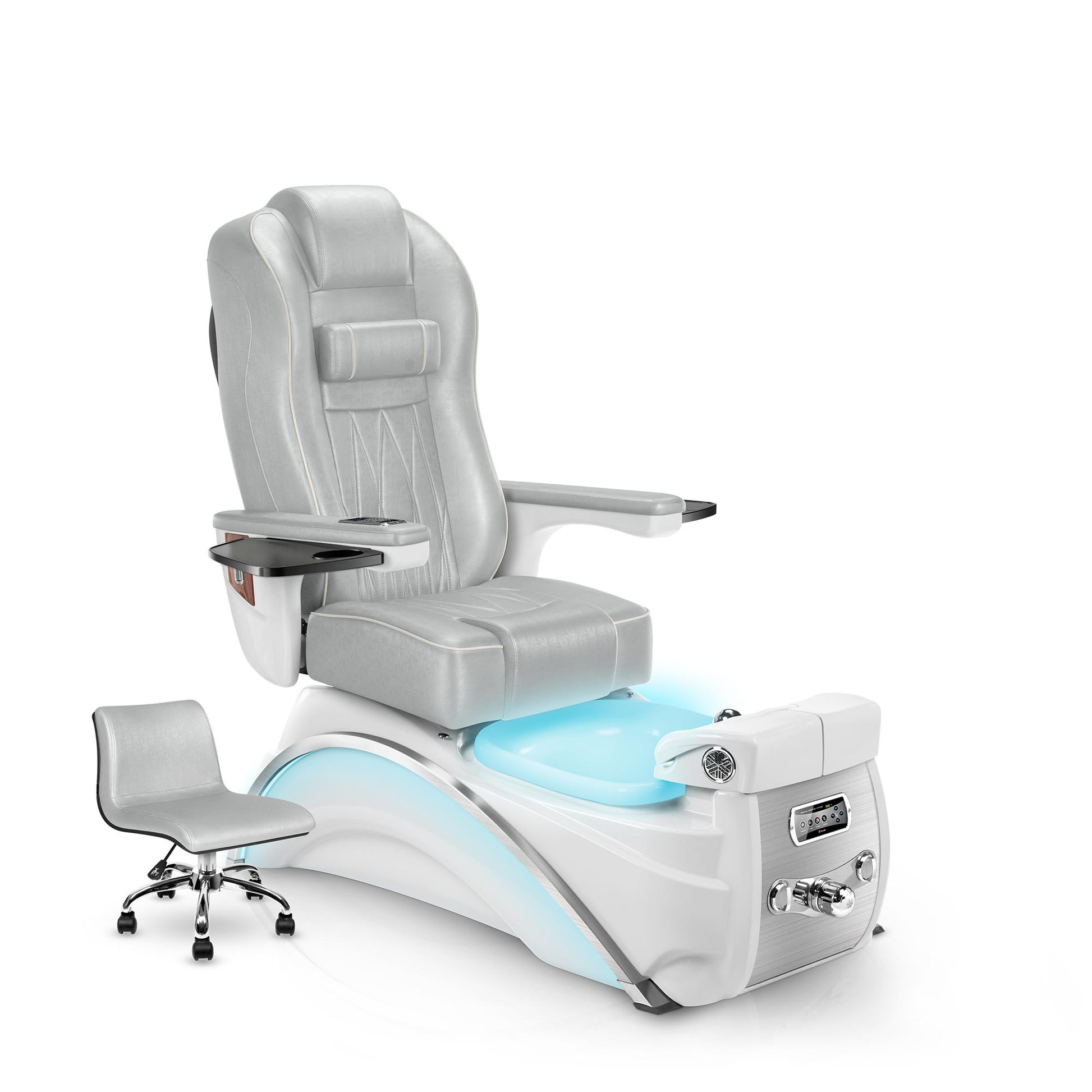 Elite Pedicure Chair Platinum Cushion and White Pearl Base