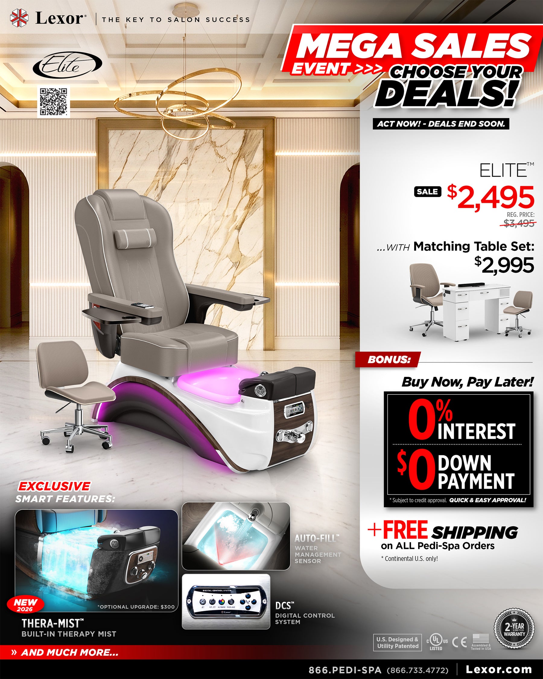 Elite Pedicure Chair - Lexor Mega Sales Event